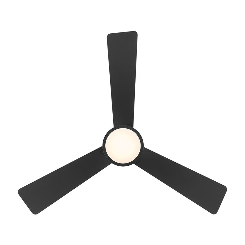 WAC Hug 3 Blade 52" Pull Chain Flush Mount Ceiling Fan, Black/Black