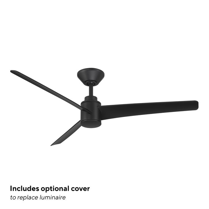 WAC Novelle 3 Blade 52" LED Smart Ceiling Fan, Matte Black/Black