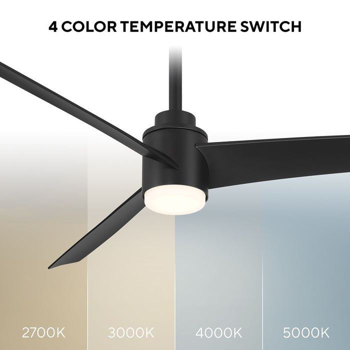 WAC Novelle 3 Blade 52" LED Smart Ceiling Fan, Matte Black/Black
