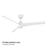WAC Novelle 3 Blade 52" LED Smart Ceiling Fan, Matte White/White