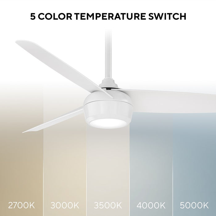 WAC Ferris 3 Blade 52" LED Smart Ceiling Fan, Matte White/White