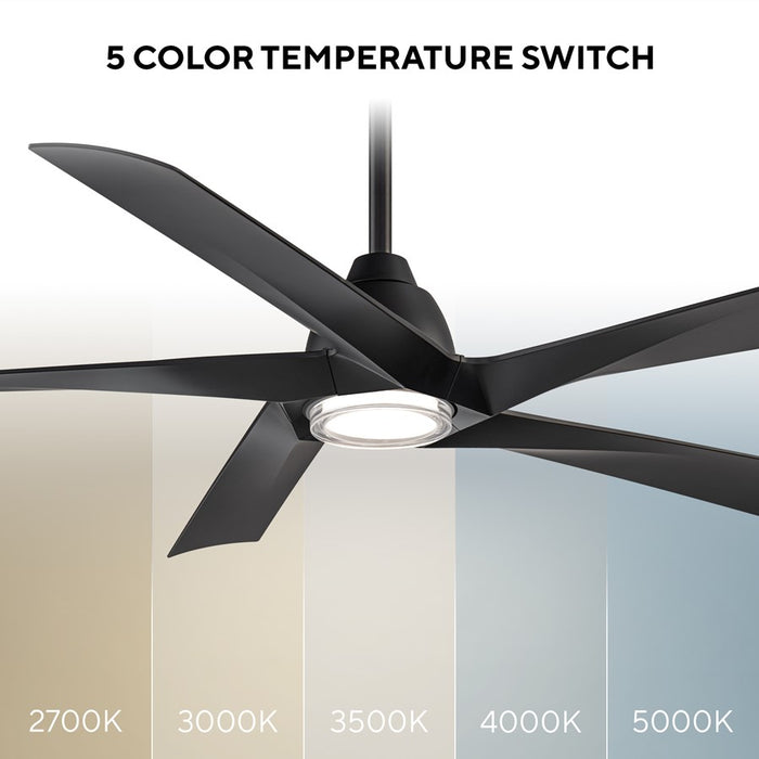 WAC Zeke 5 Blade 60" LED Smart Ceiling Fan, Matte Black/Black