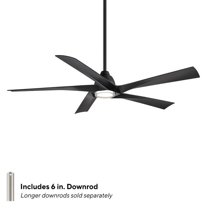 WAC Zeke 5 Blade 60" LED Smart Ceiling Fan, Matte Black/Black