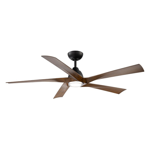 WAC Zeke 5 Blade 60" LED Smart Ceiling Fan, Black Distressed Koa