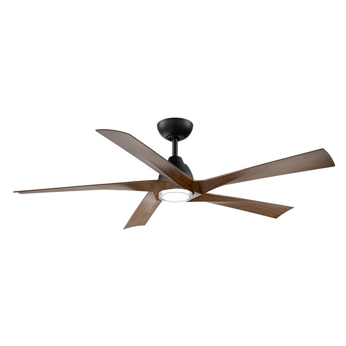 WAC Zeke 5 Blade 60" LED Smart Ceiling Fan, Black Distressed Koa
