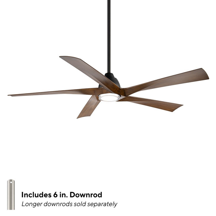 WAC Zeke 5 Blade 60" LED Smart Ceiling Fan, Black Distressed Koa