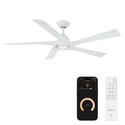 WAC Zeke 5 Blade 60" LED Smart Ceiling Fan, Matte White/White - F-111L-MW