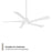 WAC Zeke 5 Blade 60" LED Smart Ceiling Fan, Matte White/White