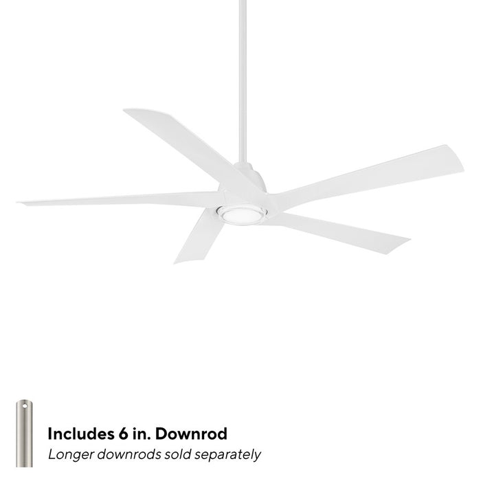 WAC Zeke 5 Blade 60" LED Smart Ceiling Fan, Matte White/White