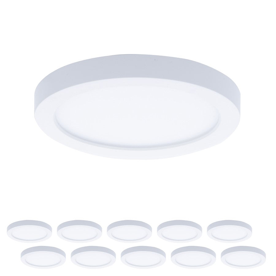 WAC Round 1Lt 5" LED Flush Mount, White/Trans (Pack of 10) - FM-05RN-930-WT-10