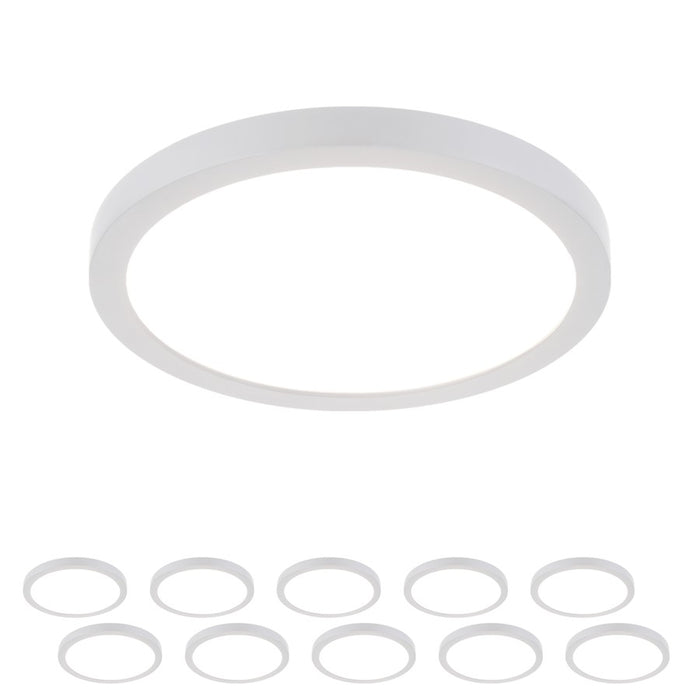 WAC Round 1Lt 7" LED Flush Mount, White/Trans (Pack of 10) - FM-07RN-930-WT-10