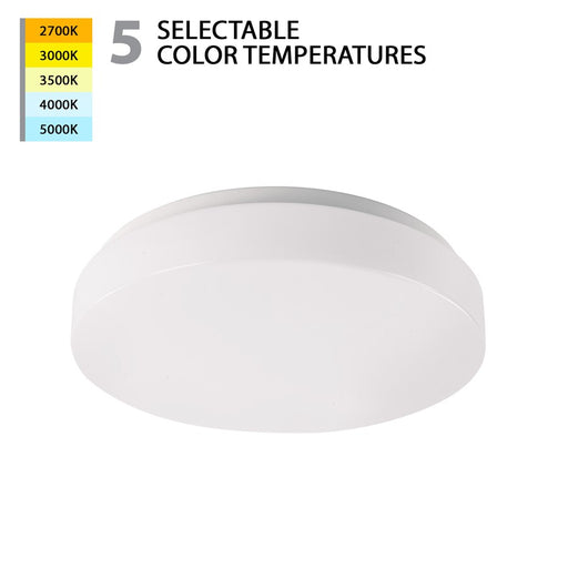 WAC Blo 1Lt LED 13" 5CCT Flush Mount, White/White - FM-113-CS-WT