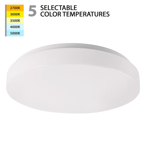 WAC Blo 1Lt LED 15" 5CCT Flush Mount, White/White - FM-115-CS-WT