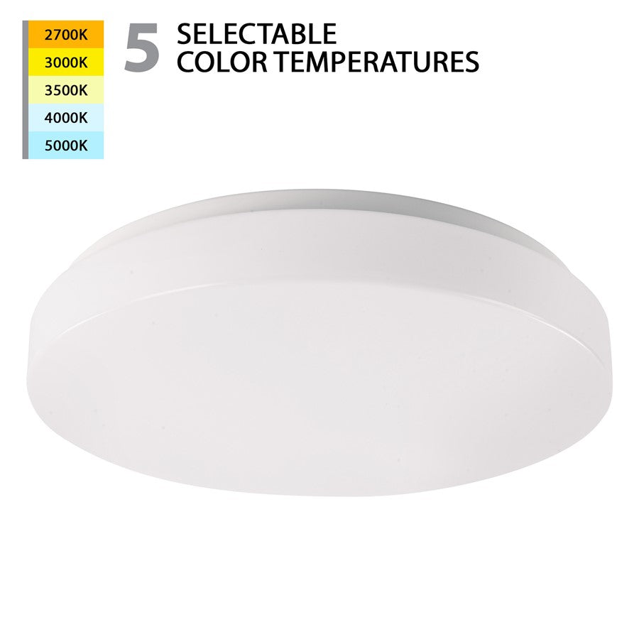 WAC Blo 1Lt LED 15" 5CCT Flush Mount, White/White - FM-115-CS-WT