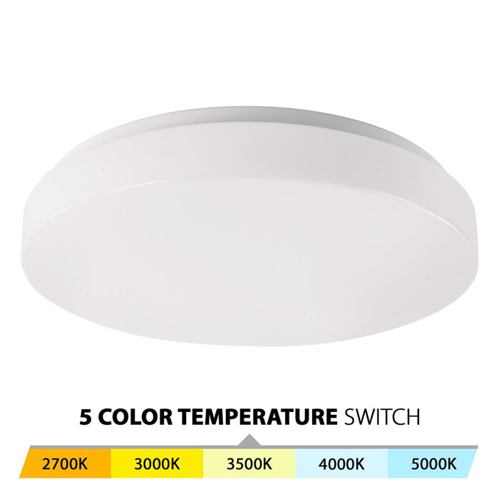WAC Blo 1Lt LED 15" 5CCT Flush Mount, White/White
