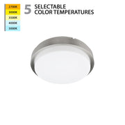 WAC Lithium 1Lt LED 15" Round Flush Mount/5CCT, Nickel/White - FM-200115-CS-BN