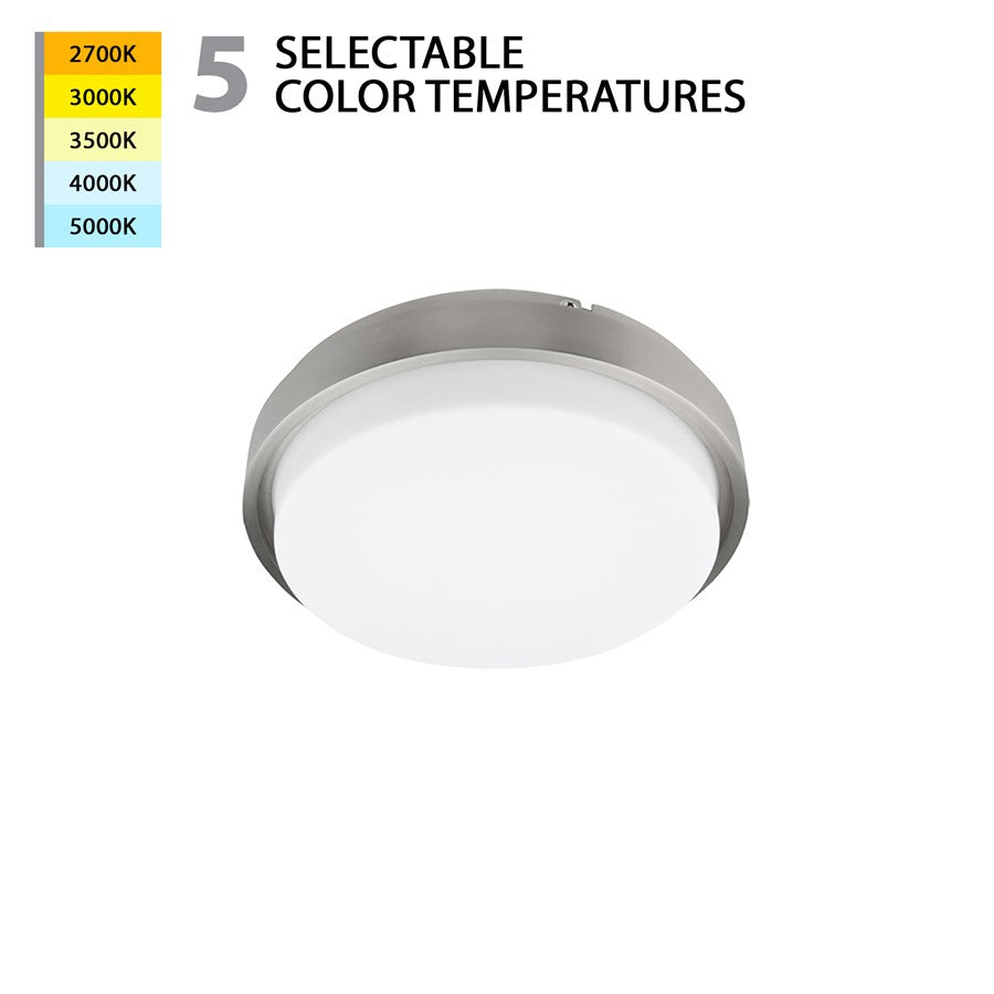 WAC Lithium 1Lt LED 15" Round Flush Mount/5CCT, Nickel/White - FM-200115-CS-BN
