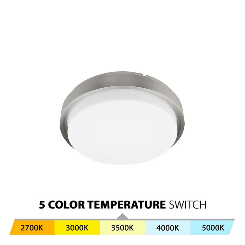 WAC Lithium 1Lt LED 15" Round Flush Mount/Backup, Nickel/WH
