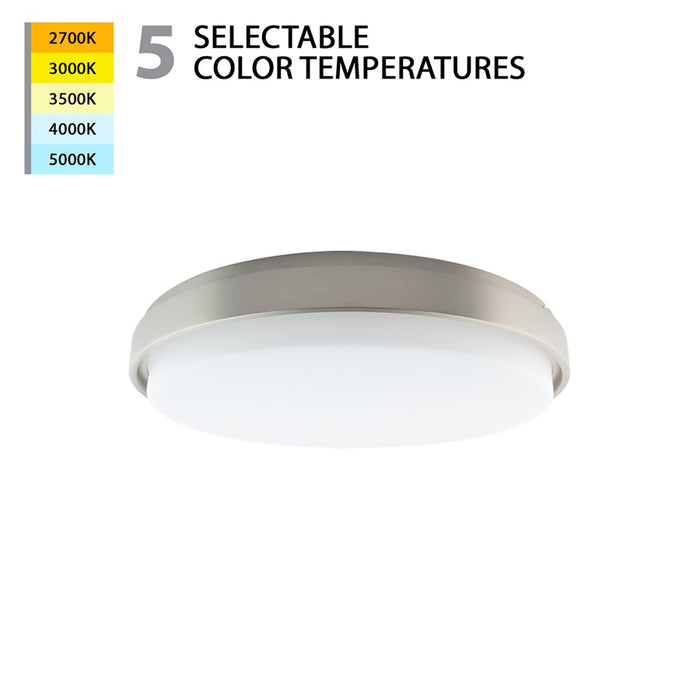 WAC Lithium 1Lt LED 18" Round Flush Mount/5CCT, Nickel/White - FM-200118-CS-BN