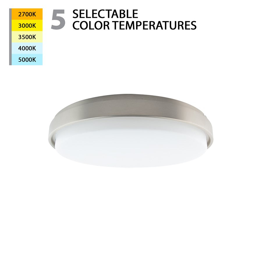 WAC Lithium 1Lt LED 18" Round Flush Mount/Backup, Nickel/WH - FM-200118EM-CS-BN