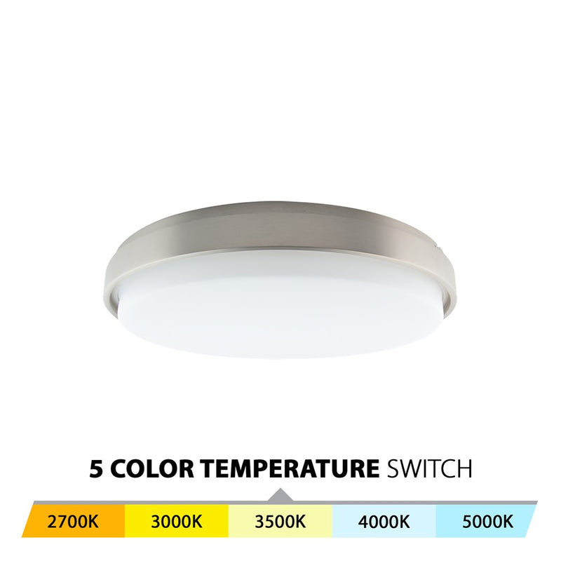 WAC Lithium 1Lt LED 18" Round Flush Mount/Backup, Nickel/WH