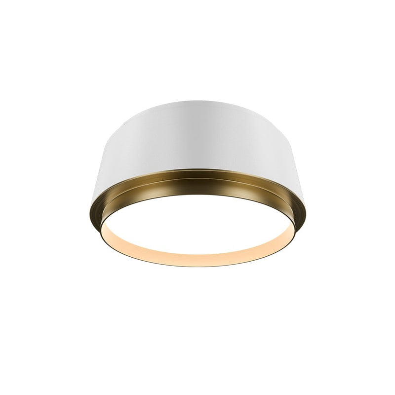 dweLED Salvo 1Lt 9" Flush/2700K, White Brass/White Opaque - FM-20509-27-WT-AB
