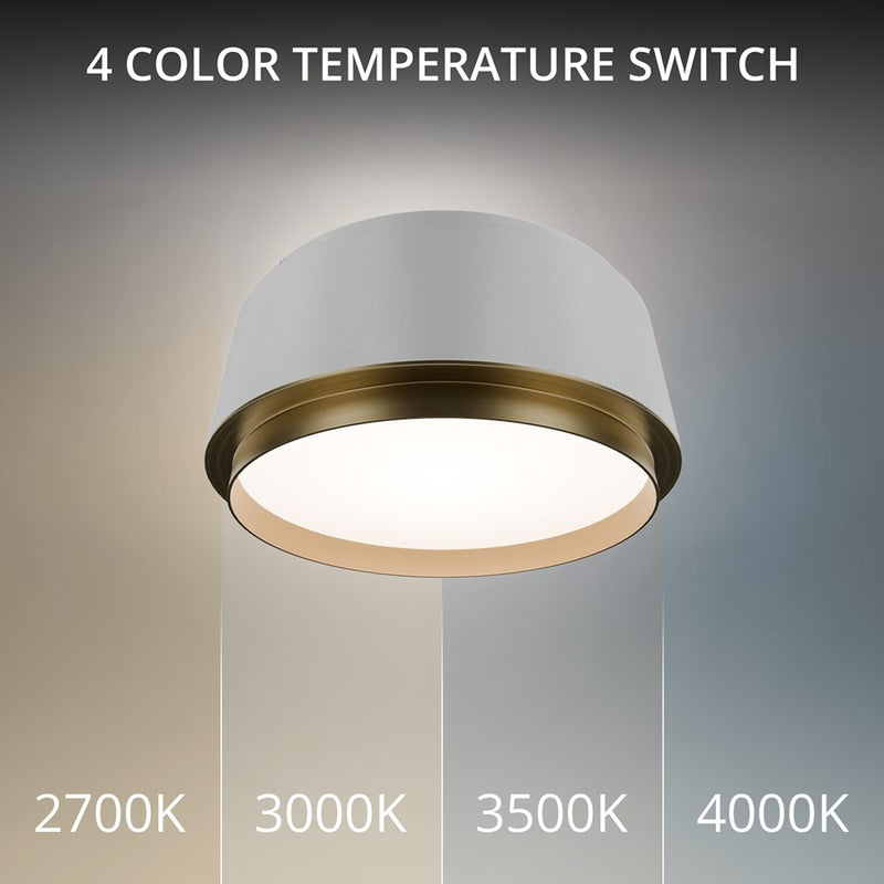 dweLED Salvo 1Lt 9" Flush/2700K, White Brass/White Opaque