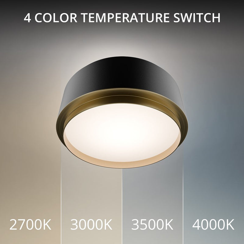 dweLED Salvo 1Lt 9" Flush/3000K, Black Brass/White Opaque