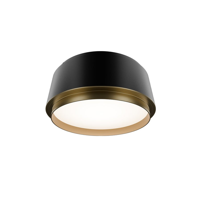 dweLED Salvo 1Lt 9" Flush/3500K, Black Brass/White Opaque - FM-20509-35-BK-AB