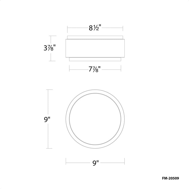 dweLED Salvo 1Lt 9" Flush/3500K, White Brass/White Opaque