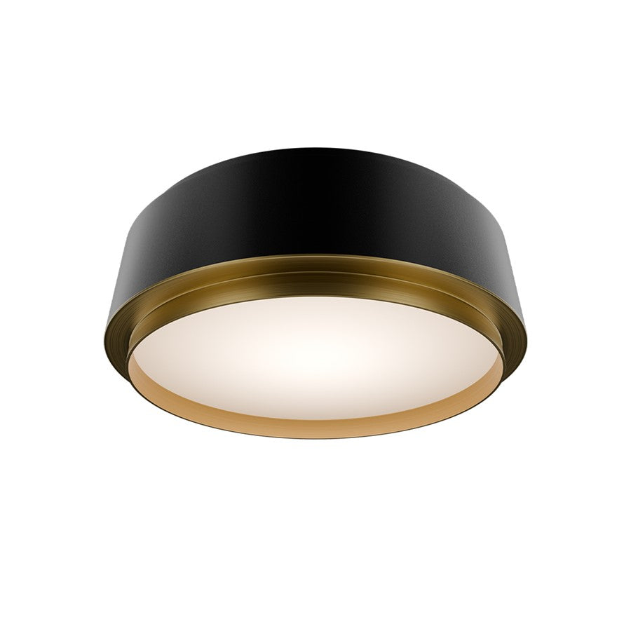 dweLED Salvo 1Lt 12" Flush/2700K, Black Brass/White Opaque - FM-20512-27-BK-AB