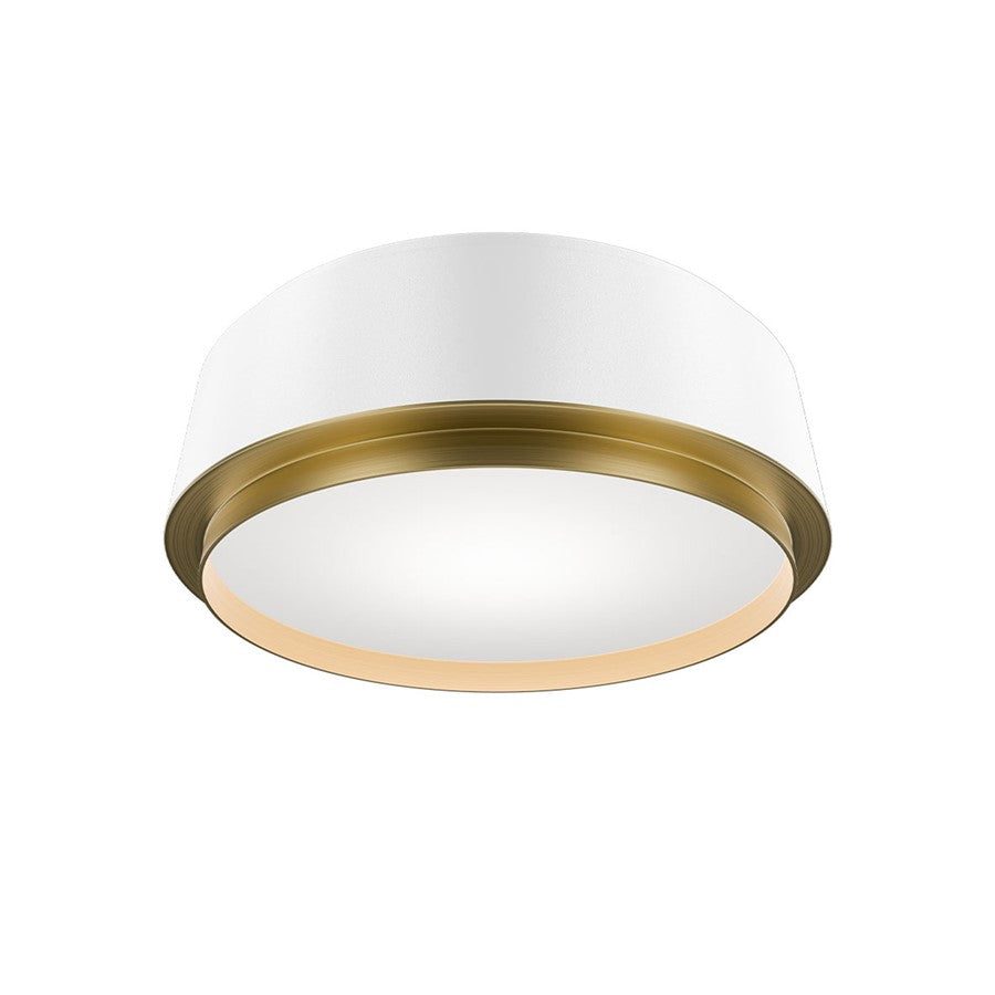 dweLED Salvo 1Lt 12" Flush/2700K, White Brass/White Opaque - FM-20512-27-WT-AB