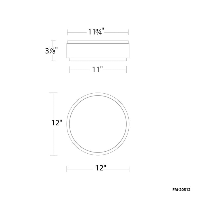 dweLED Salvo 1Lt 12" Flush/3500K, Black Brass/White Opaque