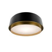 dweLED Salvo 1Lt 12" Flush/4000K, Black Brass/White Opaque - FM-20512-40-BK-AB