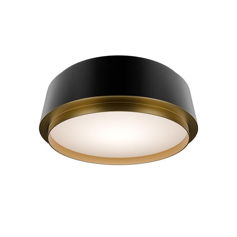 dweLED Salvo 1Lt 12" Flush/4000K, Black Brass/White Opaque - FM-20512-40-BK-AB