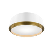 dweLED Salvo 1Lt 12" Flush/4000K, White Brass/White Opaque - FM-20512-40-WT-AB
