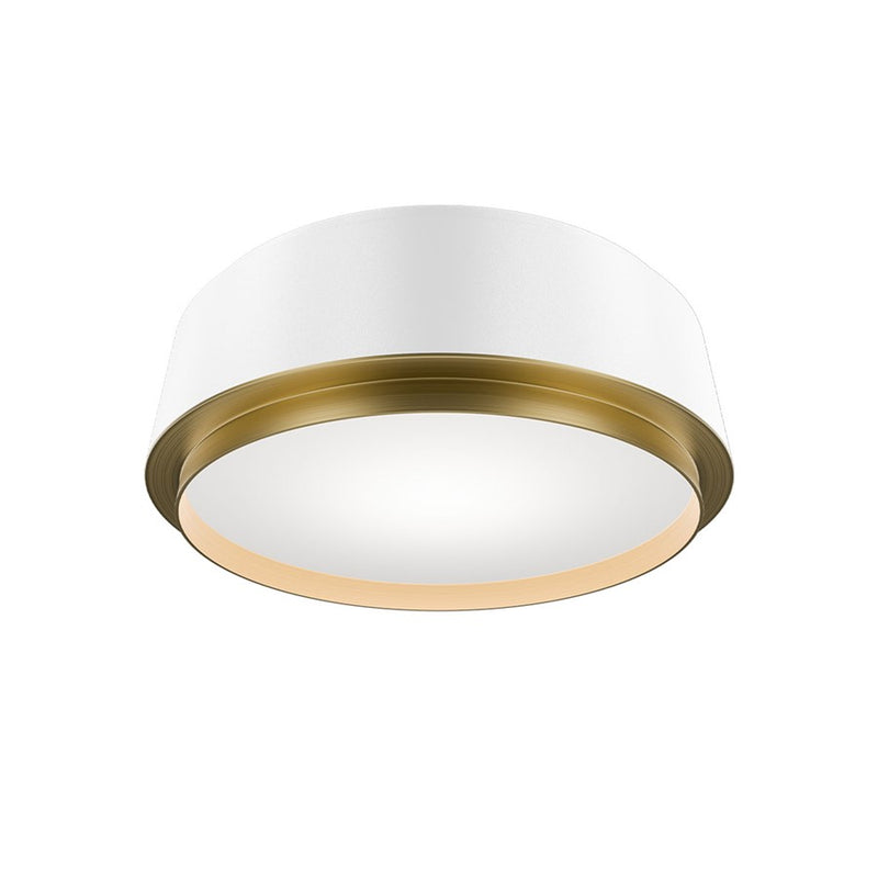 dweLED Salvo 1Lt 12" Flush/4000K, White Brass/White Opaque - FM-20512-40-WT-AB