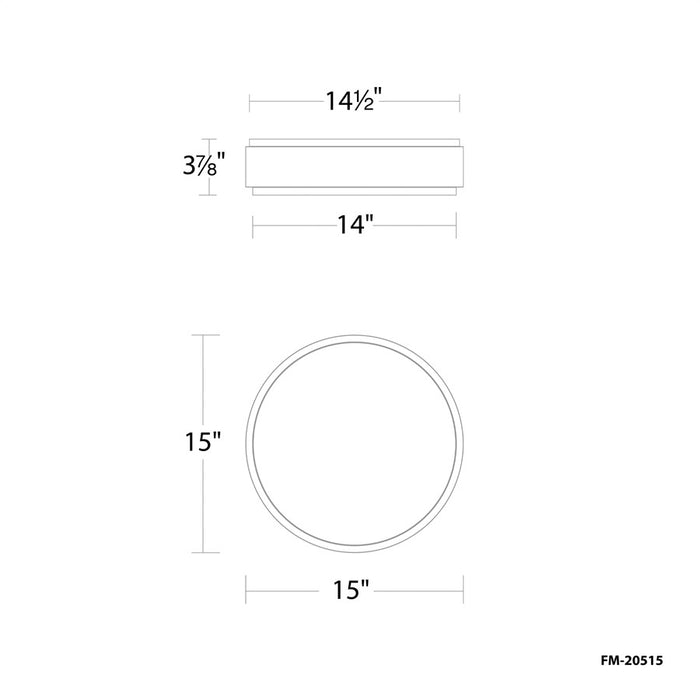 dweLED Salvo 1Lt 15" Flush/2700K, White Brass/White Opaque