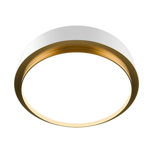 dweLED Salvo 1Lt 15" Flush/3500K, White Brass/White Opaque - FM-20515-35-WT-AB