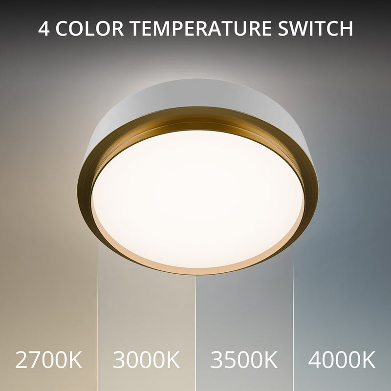 dweLED Salvo 1Lt 15" Flush/3500K, White Brass/White Opaque