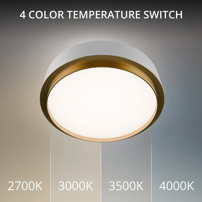 dweLED Salvo 1Lt 15" Flush/3500K, White Brass/White Opaque