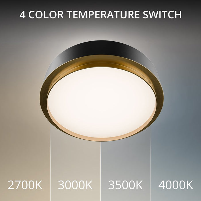 dweLED Salvo 1Lt 15" Flush/4000K, Black Brass/White Opaque