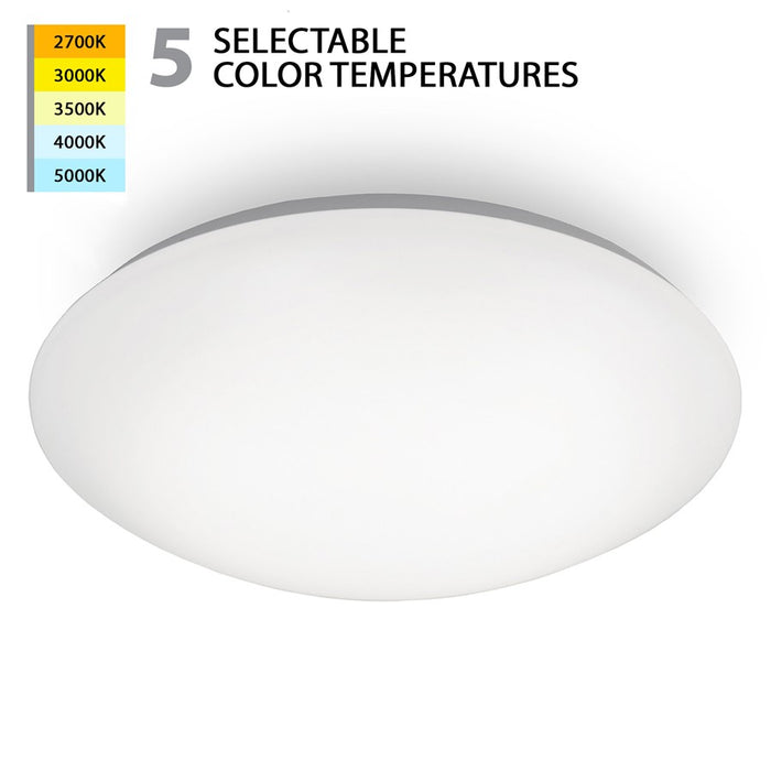 WAC Glo 1Lt LED 5CCT 14" Flush Mount, White/Opaque - FM-214-CS-WT