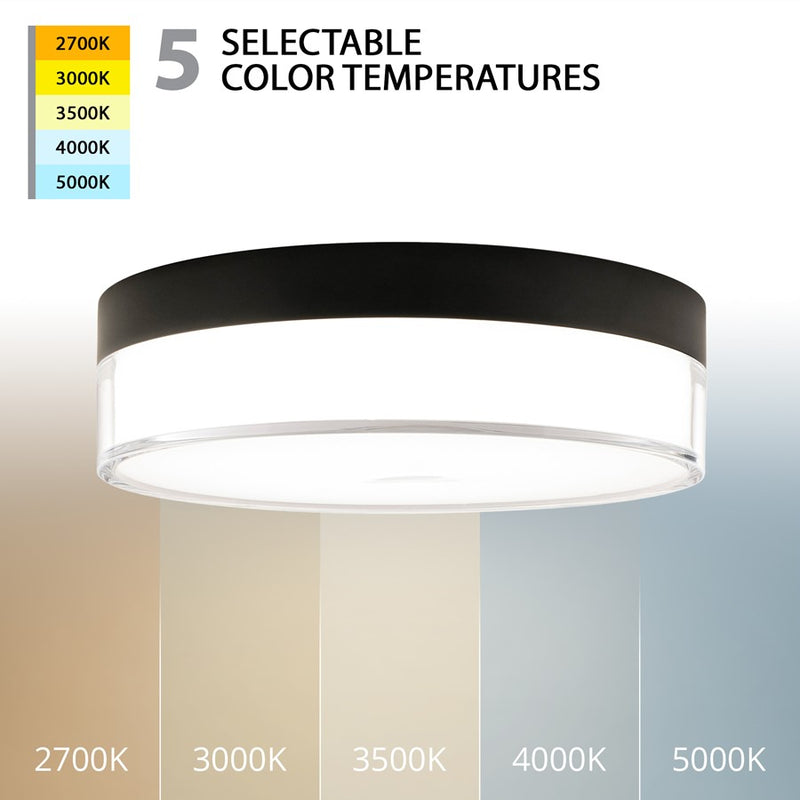 WAC Twist-N-Lite 1Lt LED Flush Mount, Black/Clear/White