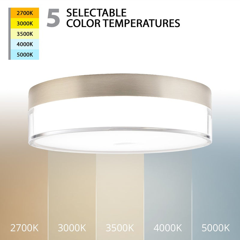 WAC Twist-N-Lite 1Lt LED Flush Mount, Nickel/Clear/White