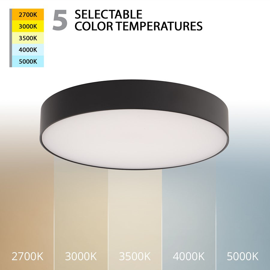 WAC Round 1Lt LED 5" Edgeless Slim Flush Mount, Black/White