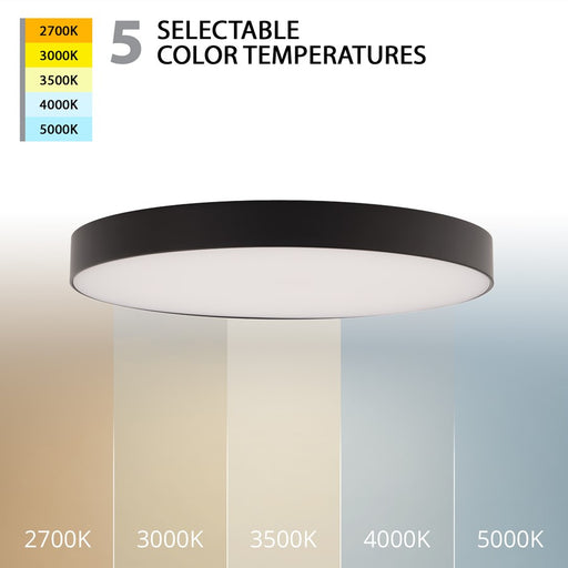 WAC Round 1Lt LED 8" Edgeless Slim Flush Mount, Black/White