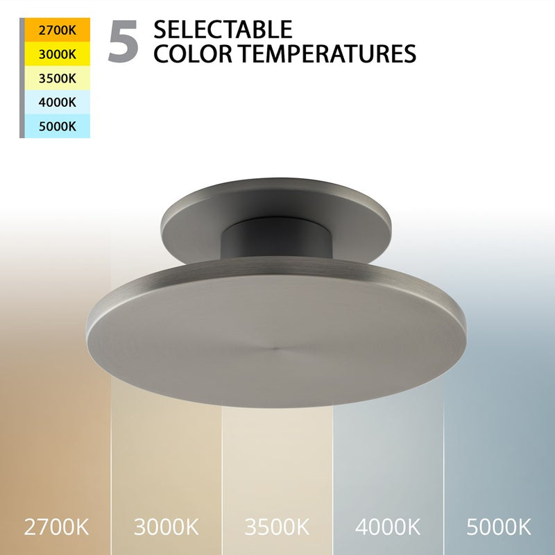 WAC Twist-N-Lite 1Lt LED Semi-Flush Mount/5CCT, Nickel/White