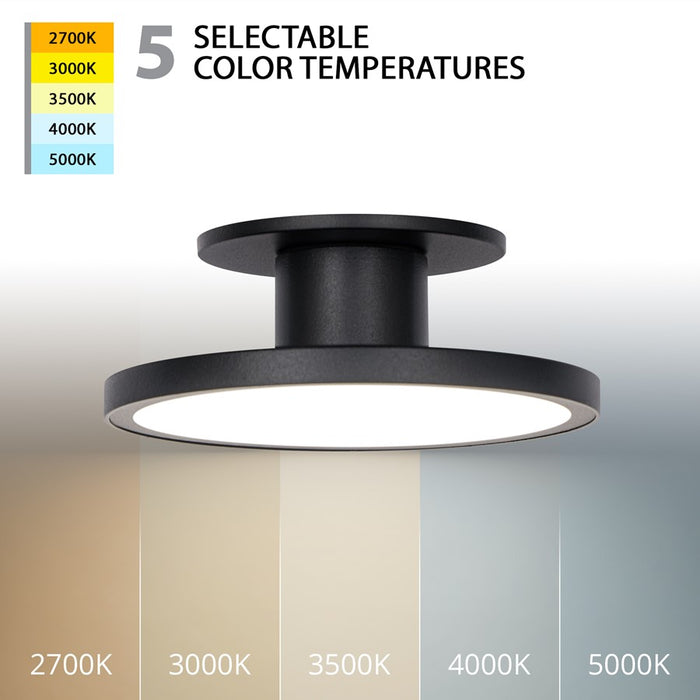 WAC Twist-N-Lite 1Lt 8" LED Semi-Flush Mount/5CCT, Black/White