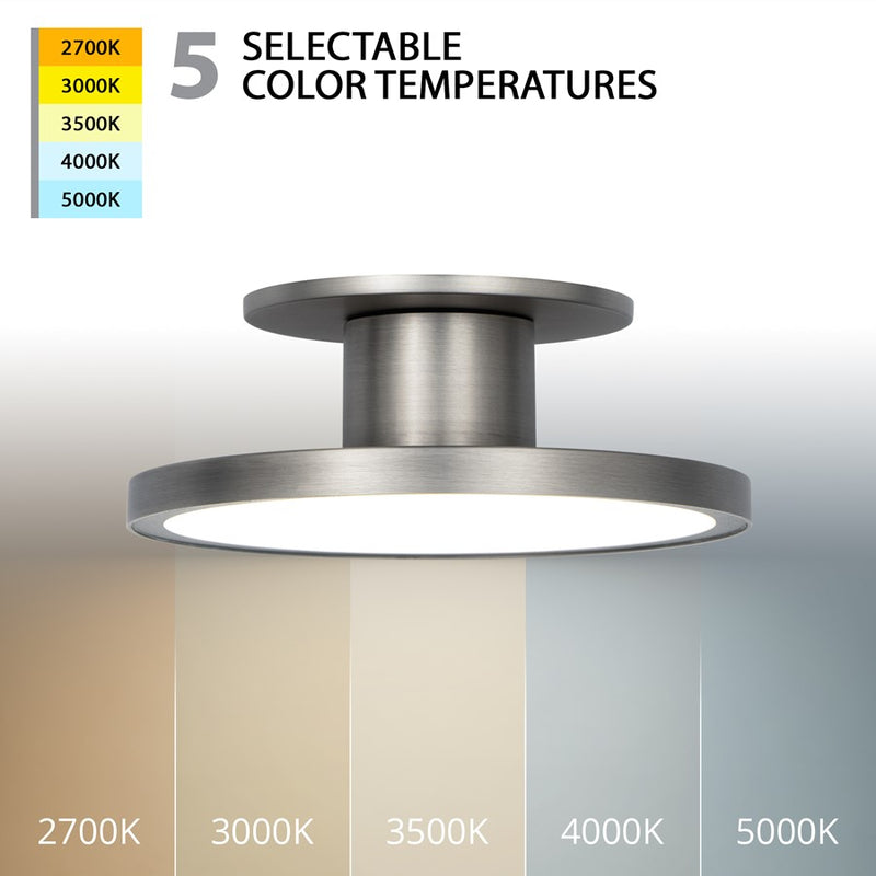 WAC Twist-N-Lite 1Lt 8" LED Semi-Flush Mount, Nickel/White